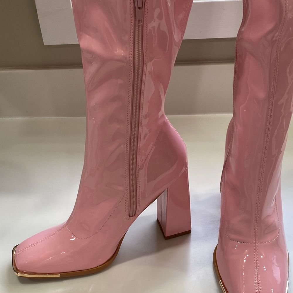 New Mixx Shuz Patent Light Pink Mayra Boots Size 9 - Picture 5 of 13